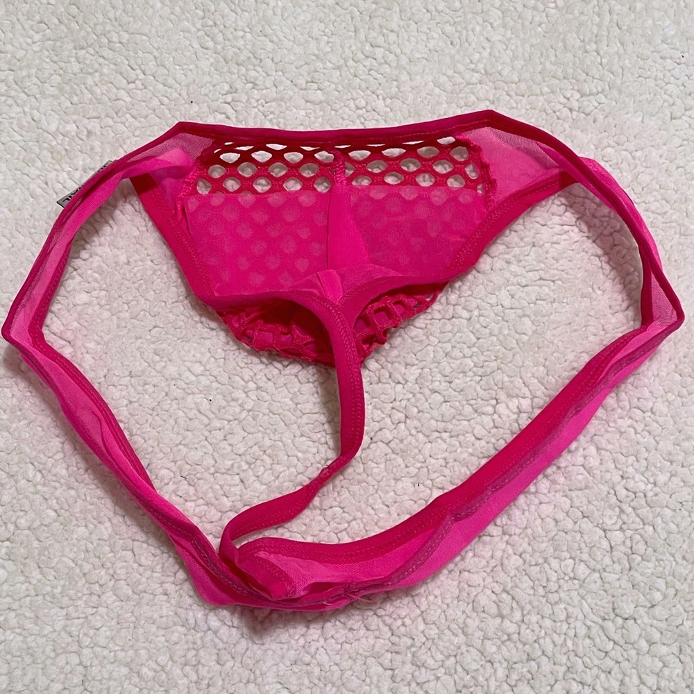 Jockmail Large (30-32) Fishnet Thong Rose Red Mesh Low Rise Underwear JM220 NEW - Picture 6 of 9